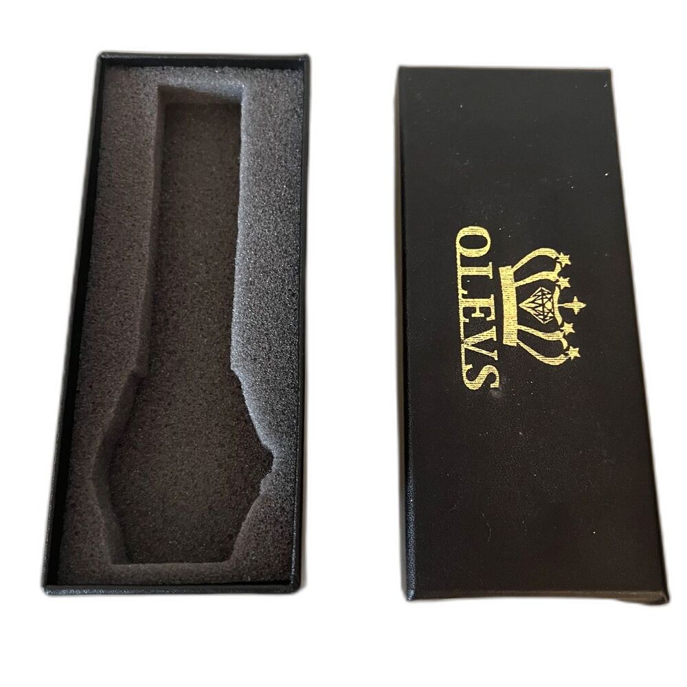 1970-1980s Vintage Black OLEVS Mens Dress Watch Jewelry Box Packaging